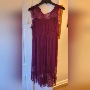Womens Maroon Lace Dress